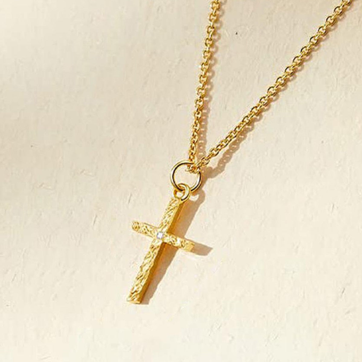 Pair of 14k Gold Initial and Cross Necklaces