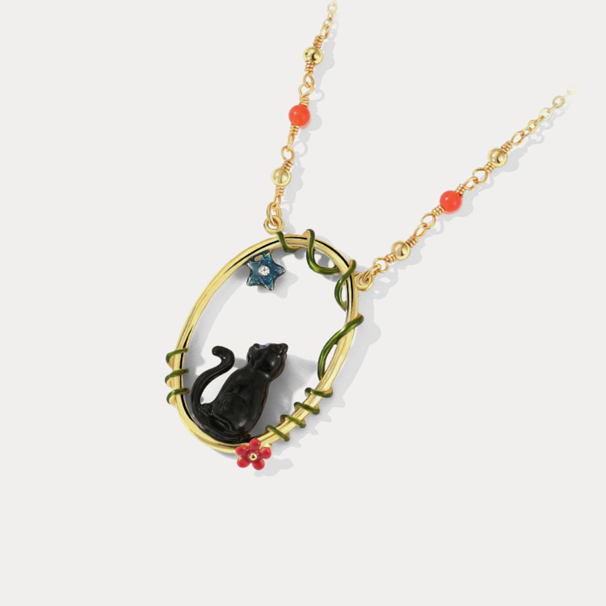 Elegant Black Cat Pendant Necklace