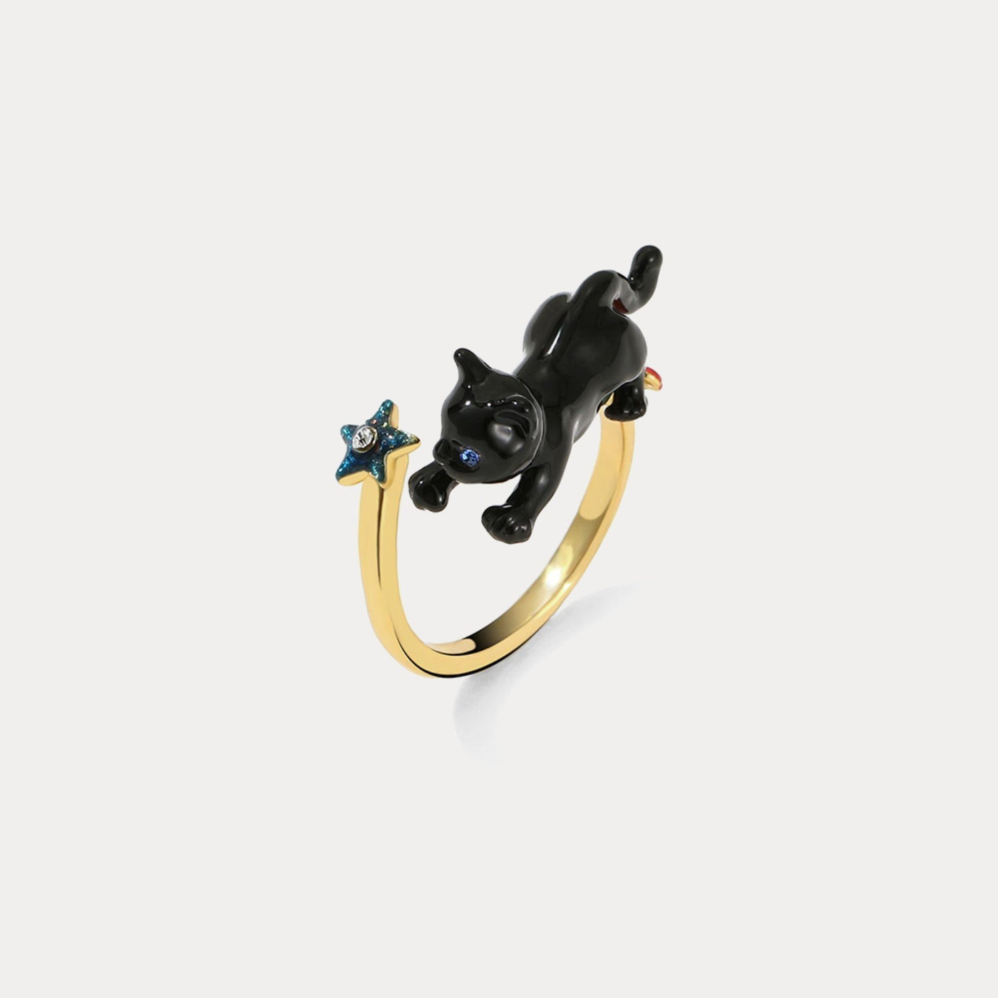 Elegant Black Cat Ring