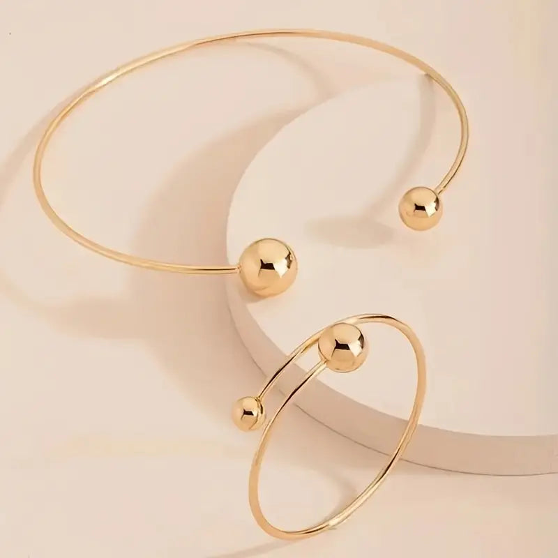 Elegant Minimalist Collar and Cuff Bracelet Duo