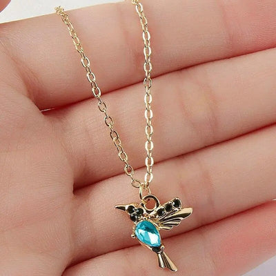 Colorful Enamel Hummingbird Pendant Necklace
