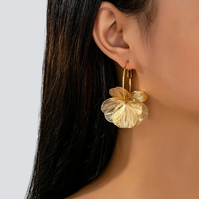Exaggerated Gold Hollow Earrings
