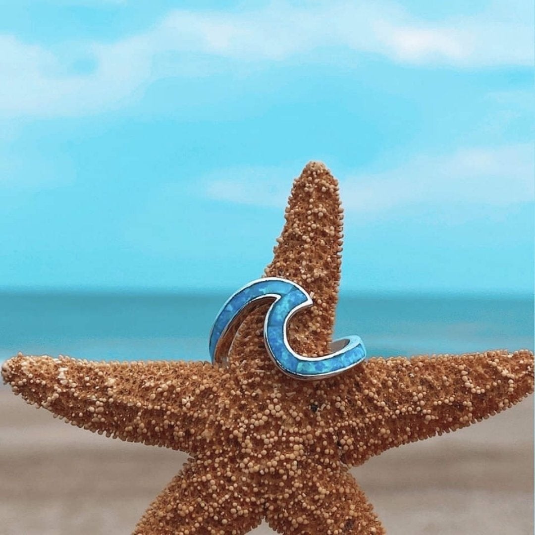 Elena | Opal and Silver Sea Wave Ring
