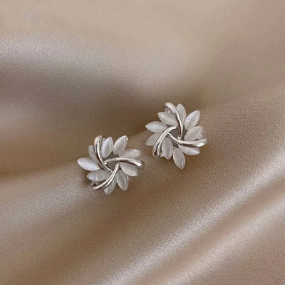 Sienna™ | Graceful Opal Petal Circle Stud Earrings