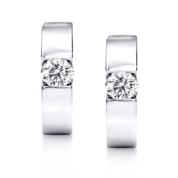 Ashlyn | Sterling Silver Hoop Earrings with Round Cut Solitaire Stone