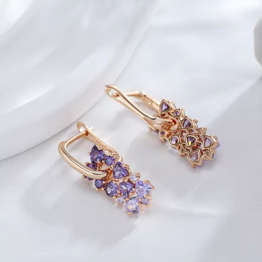 Lilac Stone Earrings with Pearl Accents