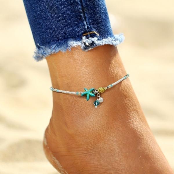 Brooklyn | Gemstone-Embellished Star Shell Anklet