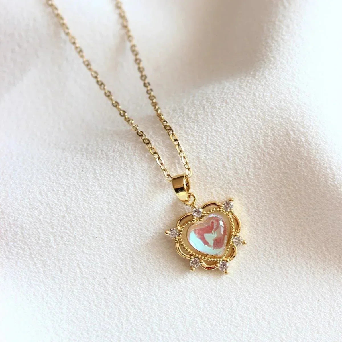 Heart-Shaped Moonstone Necklace