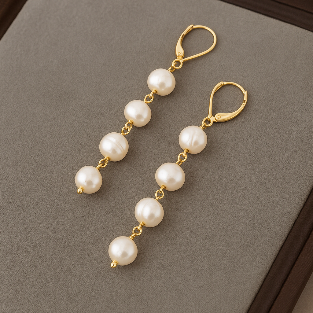 Pearl-Embellished Shell Pendant Earrings