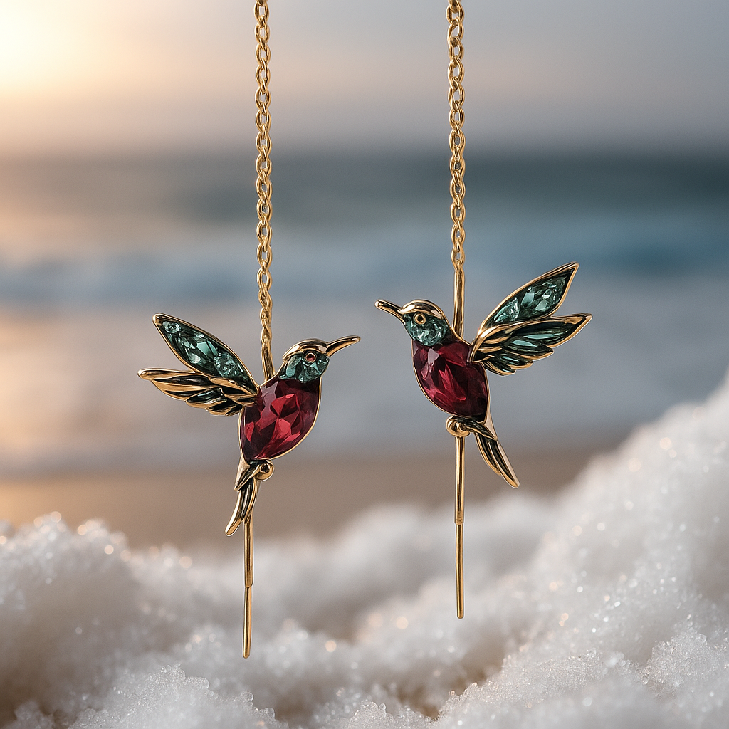 Shay | Hummingbird Enamel Earrings with Zirconia Accents