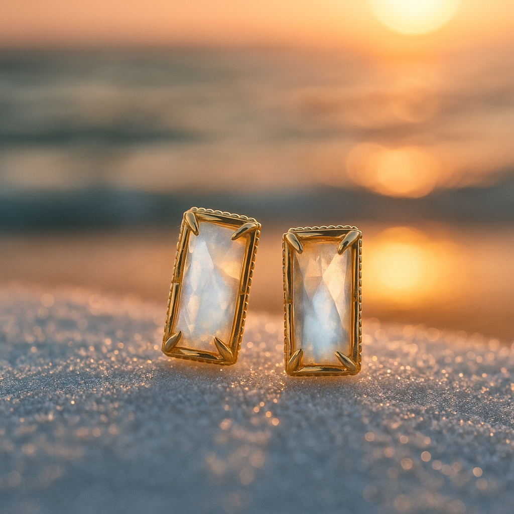 Moonlit Elegance – 925 Silver Golden Earrings