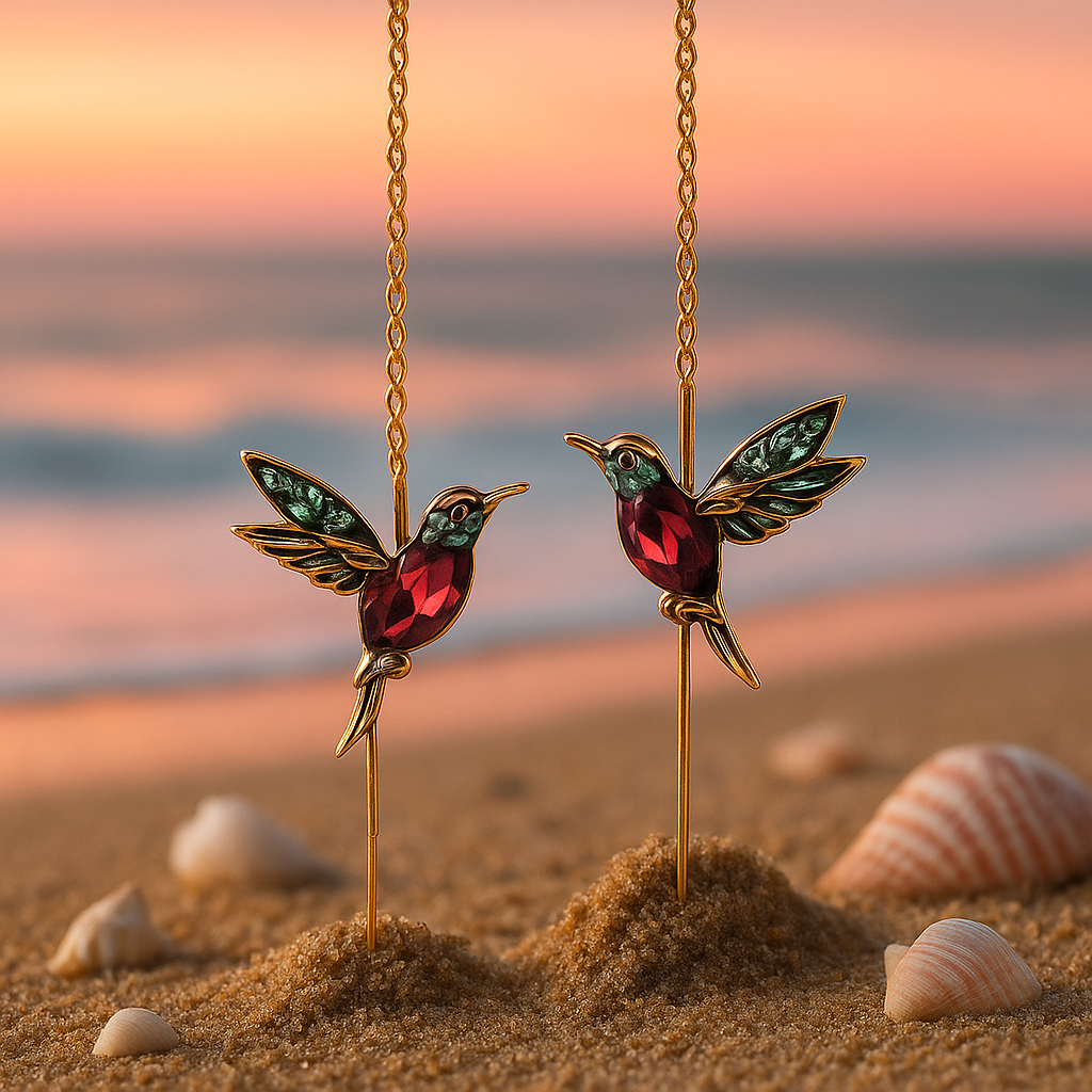 Shay | Hummingbird Enamel Earrings with Zirconia Accents