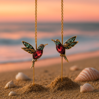 Shay | Hummingbird Enamel Earrings with Zirconia Accents