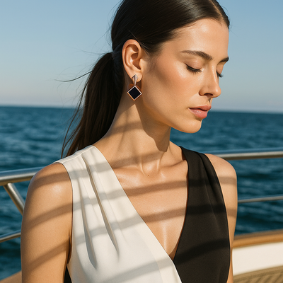 Keto | Square Black Stone Earrings