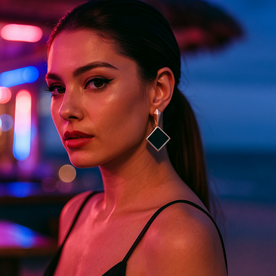 Keto | Square Black Stone Earrings