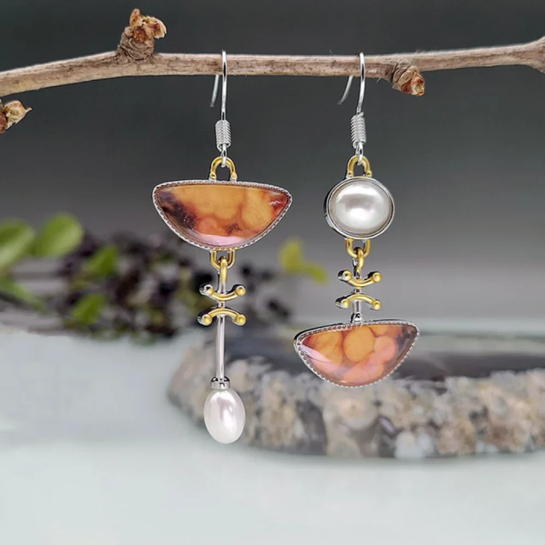 Elegant Orange Stone Earrings