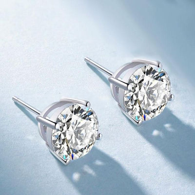 Zora | Women's Round Cut Silver Stud Earrings