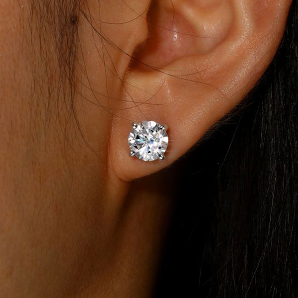 Zora | Women's Round Cut Silver Stud Earrings