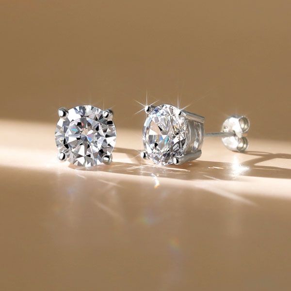 Zora | Round Cut Silver Earrings Stud Earring For Women