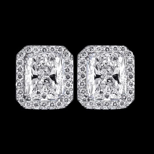 Halo | Radiant Cut Stud Earrings" can be rephrased as "Halo | Sparkling Radiant Cut Stud Earrings.