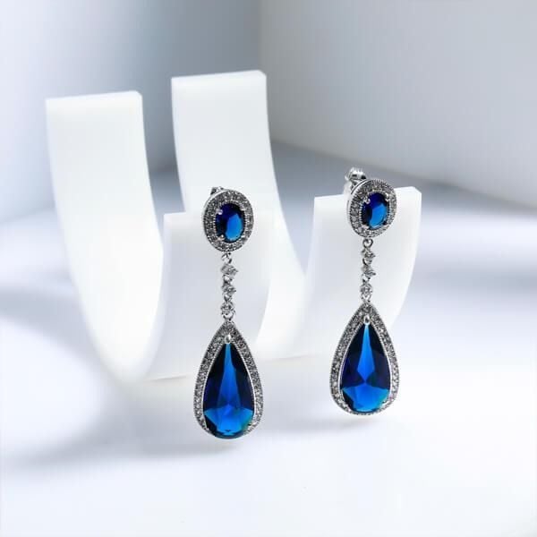 Blair | Elegant Blue Sapphire Dangle Earrings