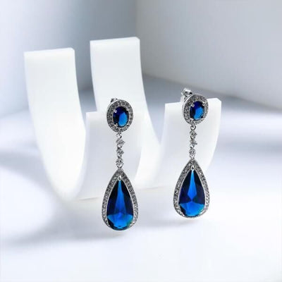 Blair | Elegant Blue Sapphire Dangle Earrings