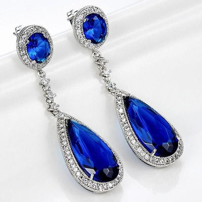 Blair | Elegant Blue Sapphire Dangle Earrings