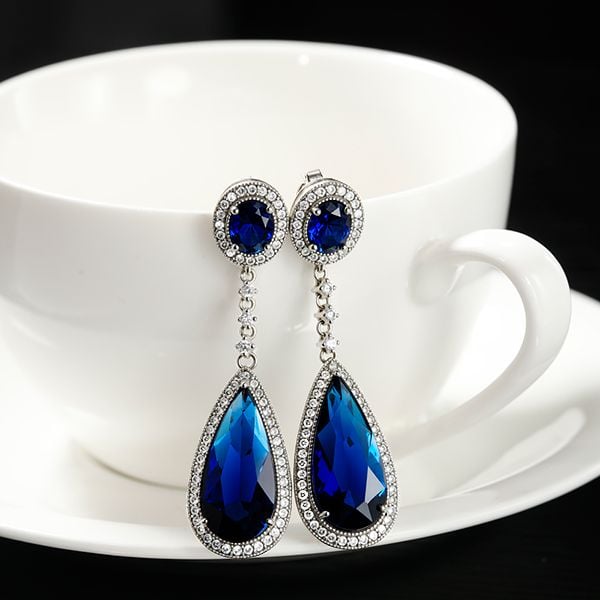 Blair | Elegant Blue Sapphire Dangle Earrings