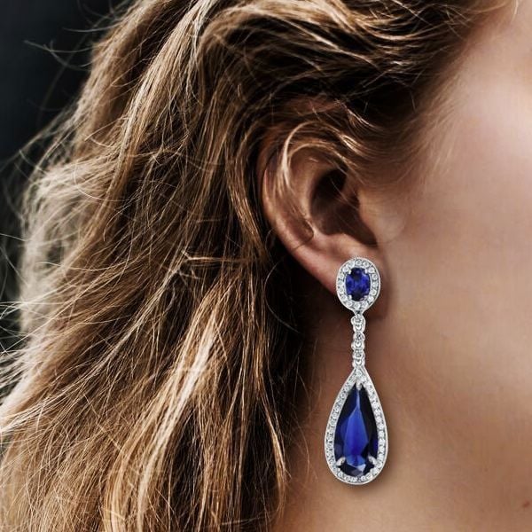 Blair | Elegant Blue Sapphire Dangle Earrings
