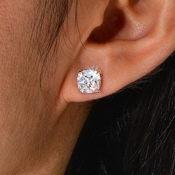 Alaina | Silver Cushion Cut Stud Earrings