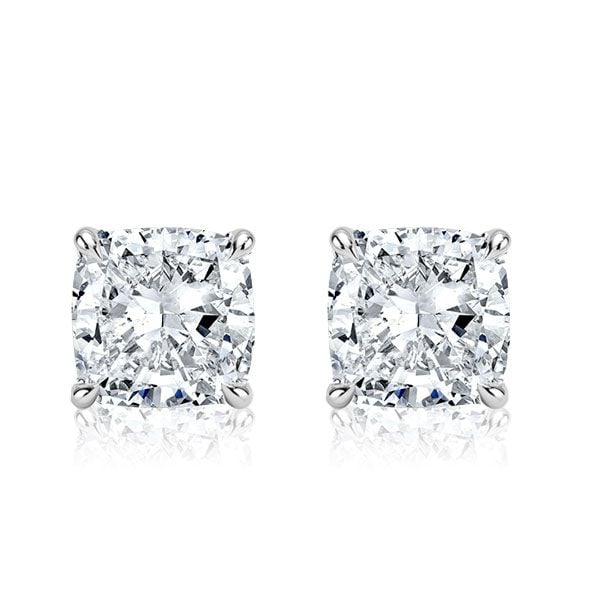 Alaina | Silver Cushion Cut Stud Earrings