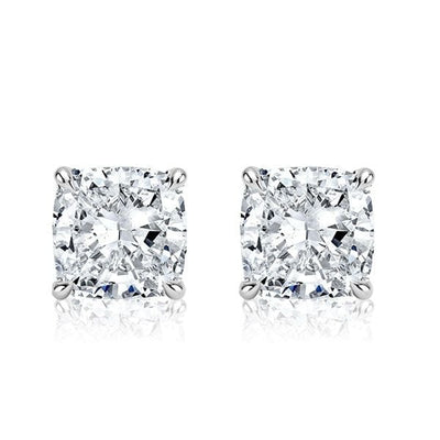 Alaina | Silver Cushion Cut Stud Earrings