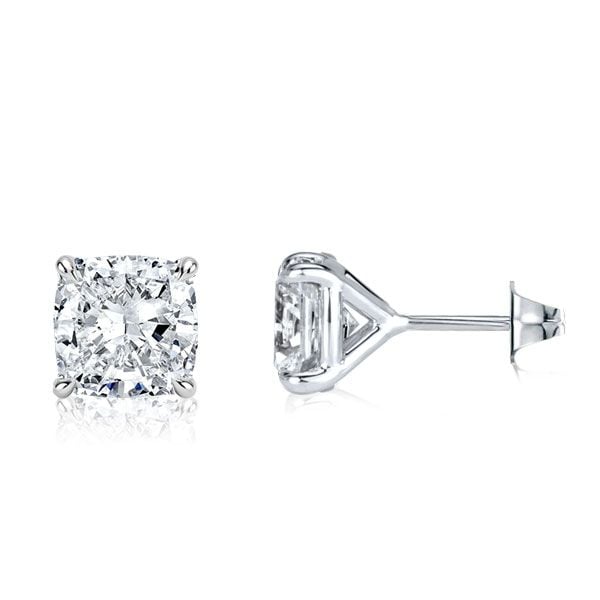 Alaina | Silver Cushion Cut Stud Earrings
