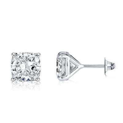 Alaina | Silver Cushion Cut Stud Earrings