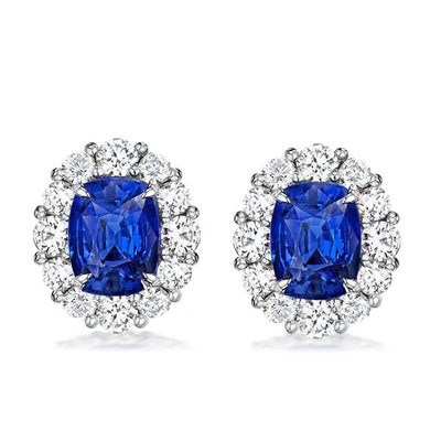 Wren Halo Cushion Sapphire Stud Earrings