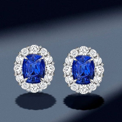 Wren Halo Cushion Sapphire Stud Earrings