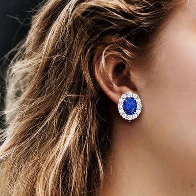 Wren Halo Cushion Sapphire Stud Earrings