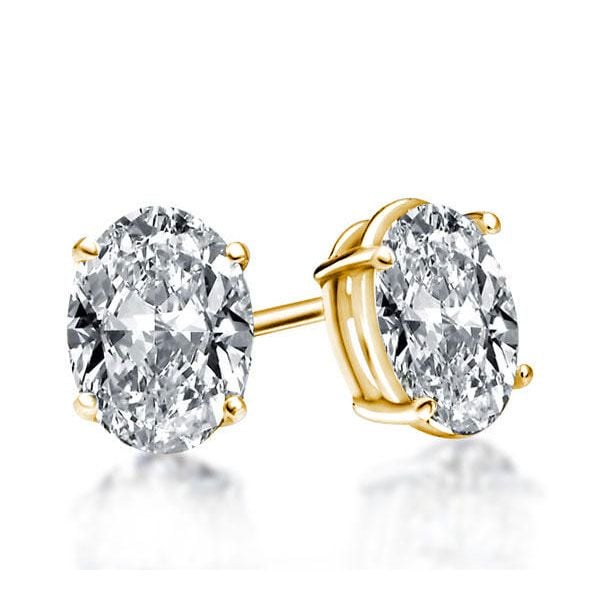Adalyn | Elegant Golden Oval Solitaire Earrings