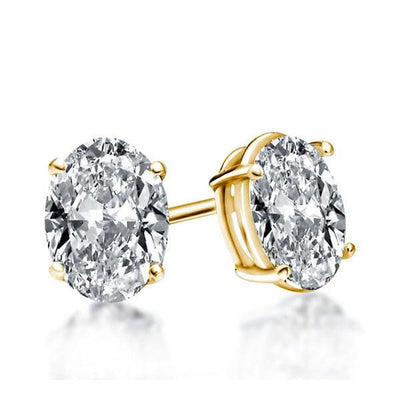 Adalyn | Elegant Golden Oval Solitaire Earrings