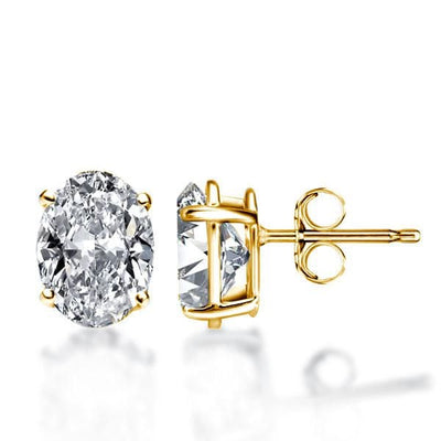 Adalyn | Elegant Golden Oval Solitaire Earrings
