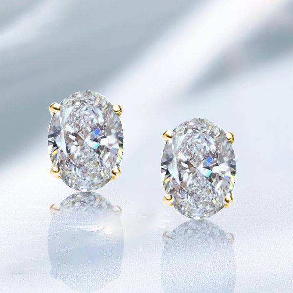 Adalyn | Elegant Golden Oval Solitaire Earrings