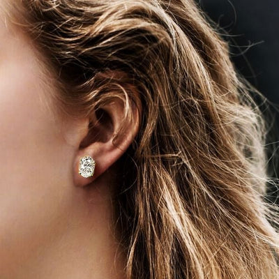 Adalyn | Elegant Golden Oval Solitaire Earrings