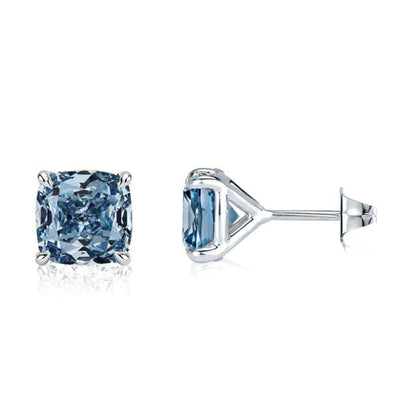 Norah | Cushion Cut Blue Topaz Stud Earrings