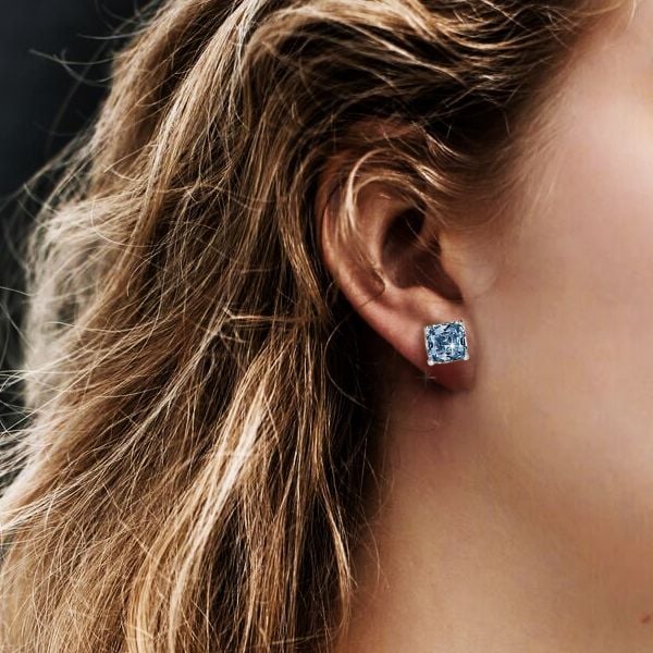 Norah | Cushion Cut Blue Topaz Stud Earrings