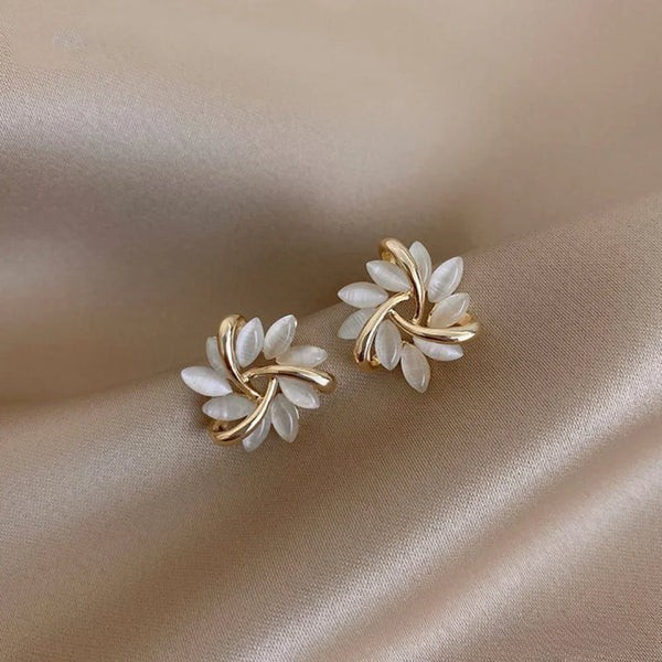 Sienna™ | Graceful Opal Petal Circle Stud Earrings