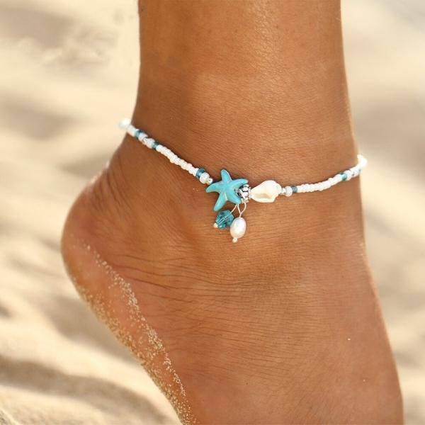 Brooklyn | Gemstone-Embellished Star Shell Anklet