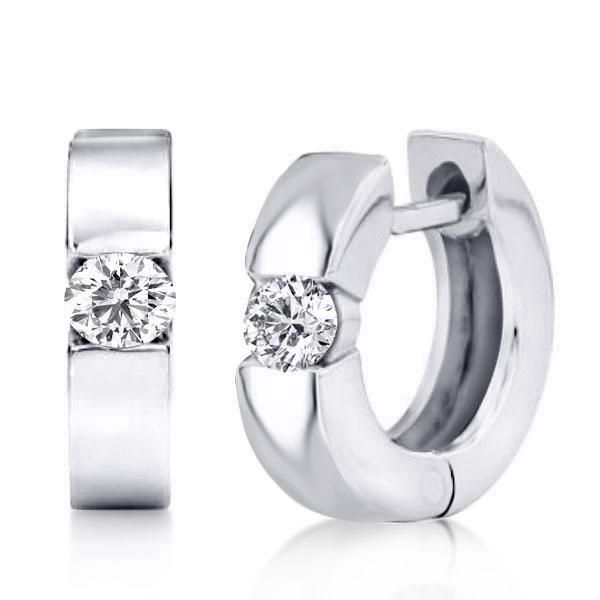 Ashlyn | Sterling Silver Hoop Earrings with Round Cut Solitaire Stone