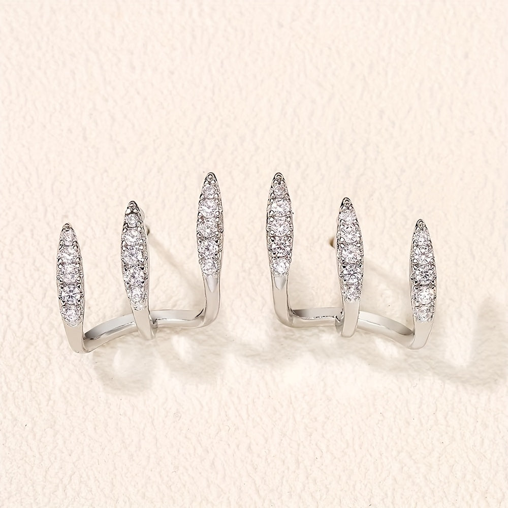 Elegant Rhinestone Three-Claw Earrings