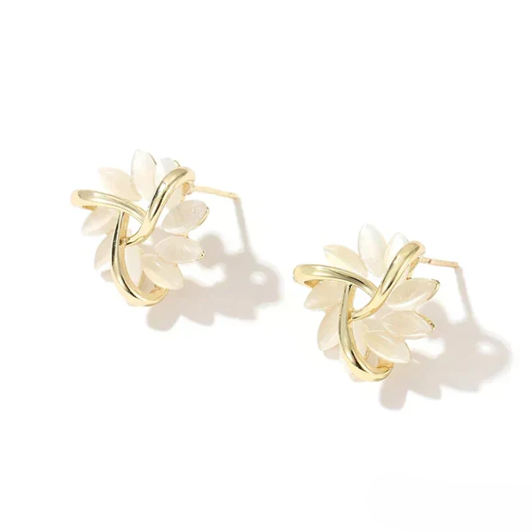 Sienna™ | Graceful Opal Petal Circle Stud Earrings