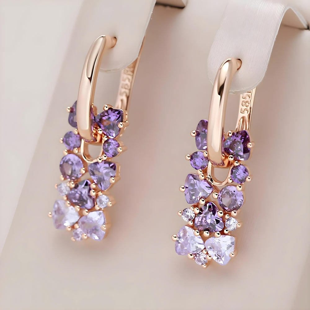 Lilac Stone Earrings with Pearl Accents